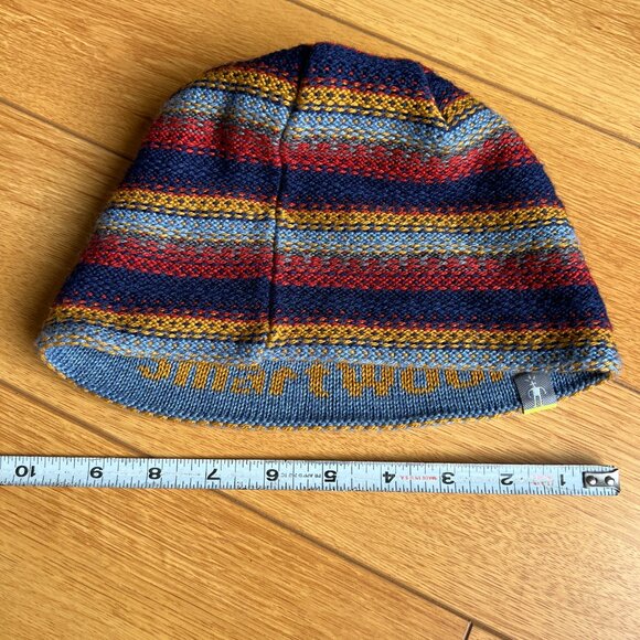 Smartwool Teal, Blue, and White Knit Beanie Cap - Merino Wool Blend - Picture 2 of 4